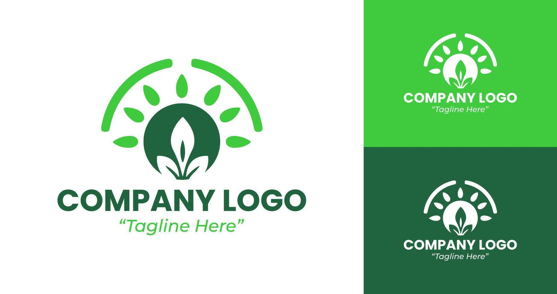 Modern Company Logo with Green Sun and Leaf Design for Eco-conscious Branding vector