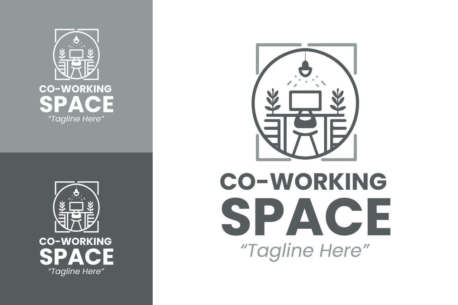 Line art and Professional Co-Working Space Logos for Productive Office Branding vector