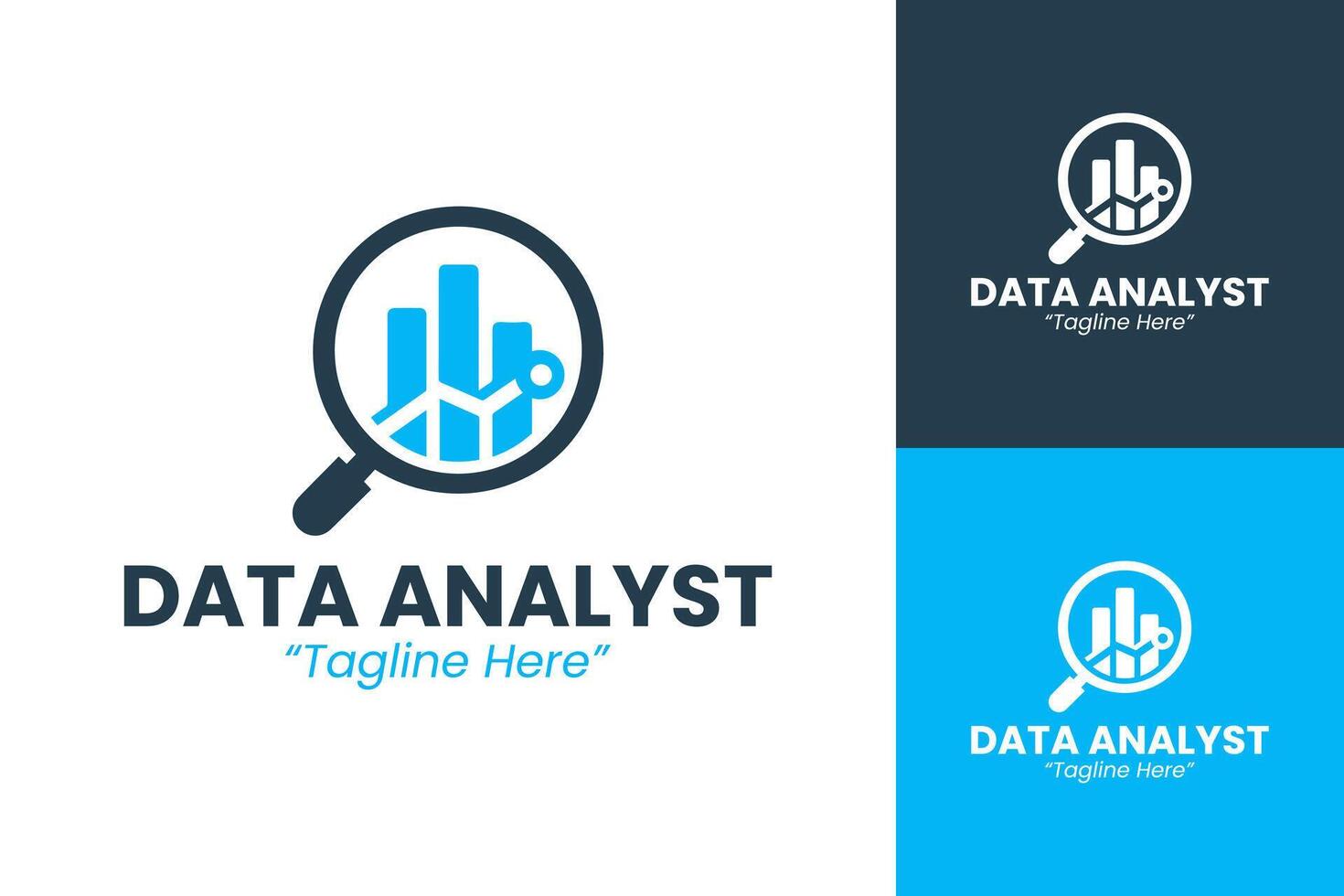 Professional and Modern Data Analyst Logo with Magnifying Glass and Graph vector