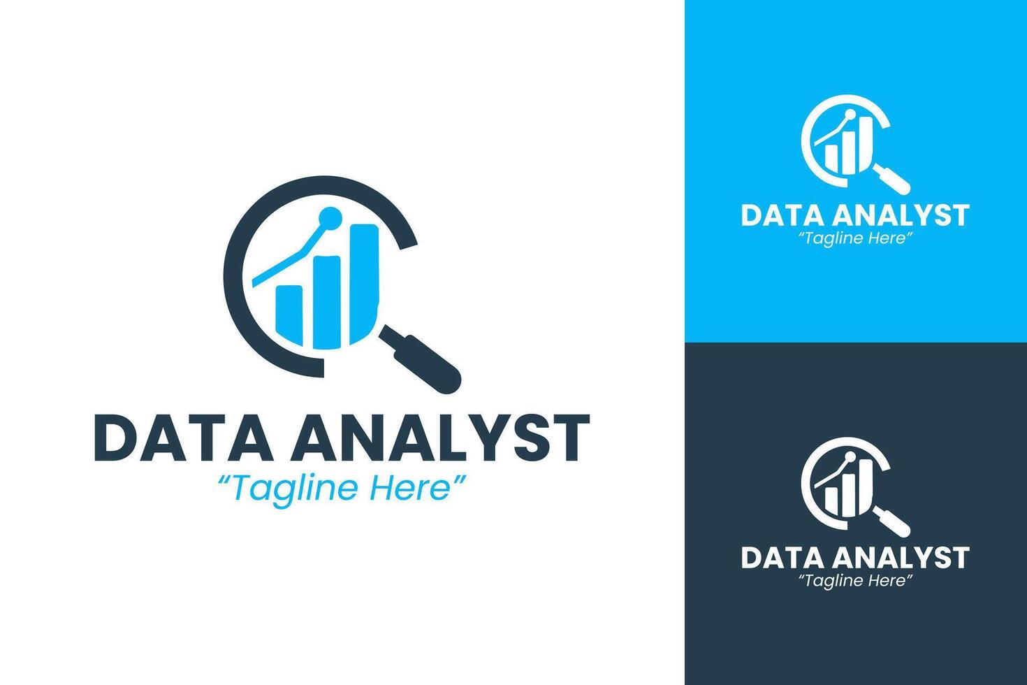 Sleek Data Analyst Logo with Graph and Magnifying Glass for Professional Branding vector
