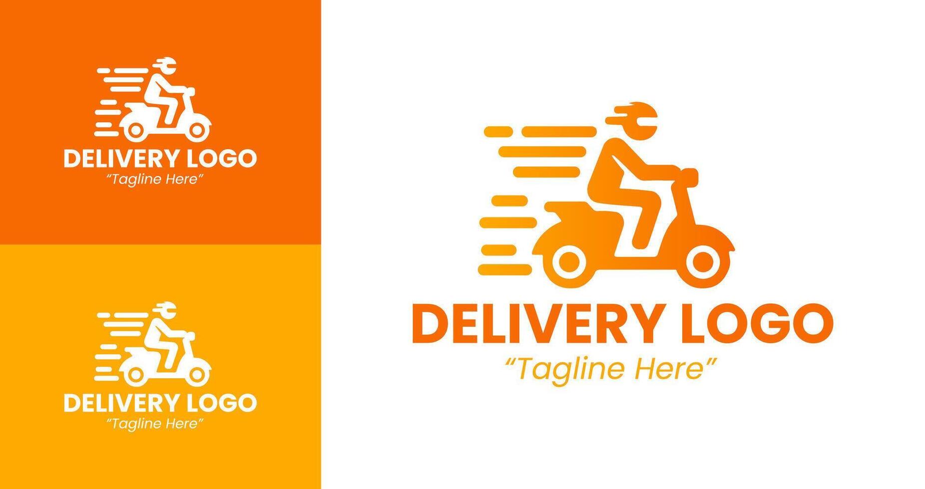 Professional Delivery Logo Design with Motion Effect and Delivery Scooter in Orange vector