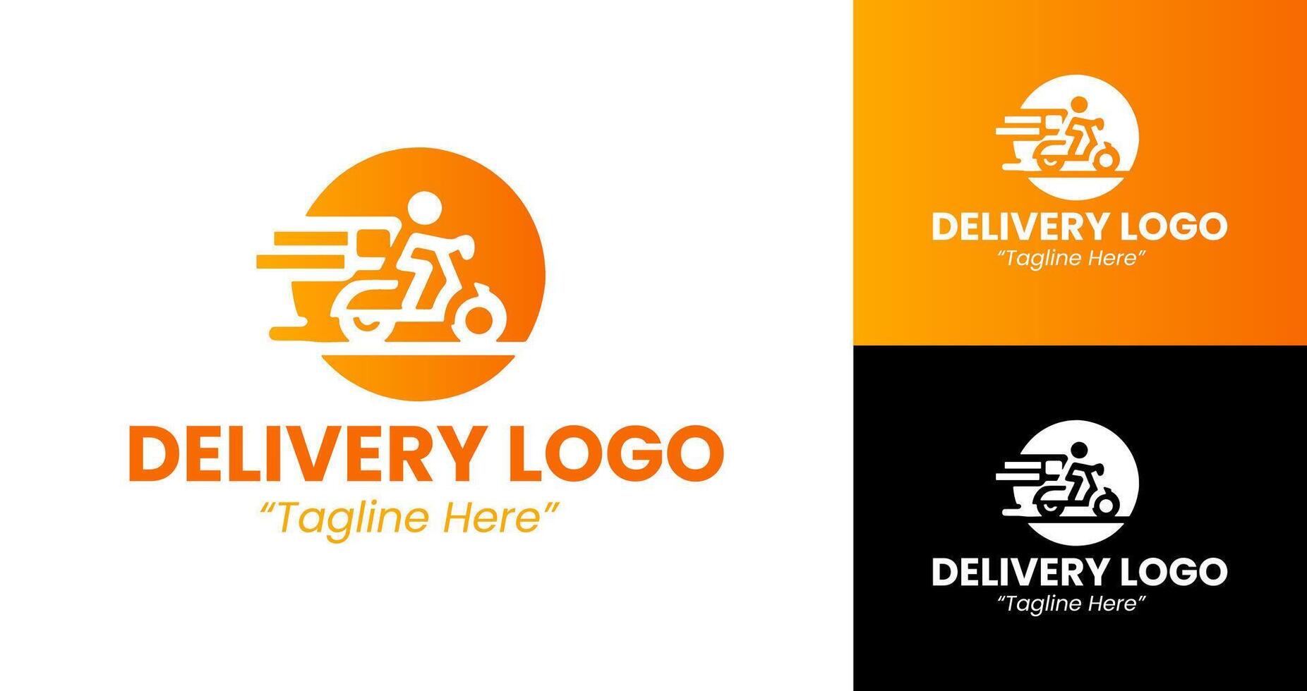 Minimalist Delivery Logo Design with Fast Scooter Icon and Bold Orange Color vector