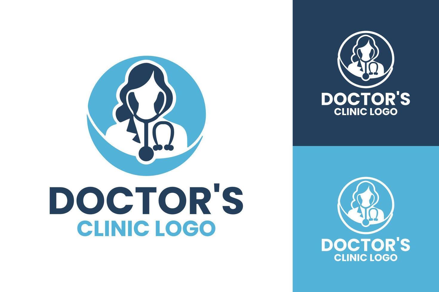 Modern and Professional Doctors Clinic Logo Design with Stethoscope Element vector