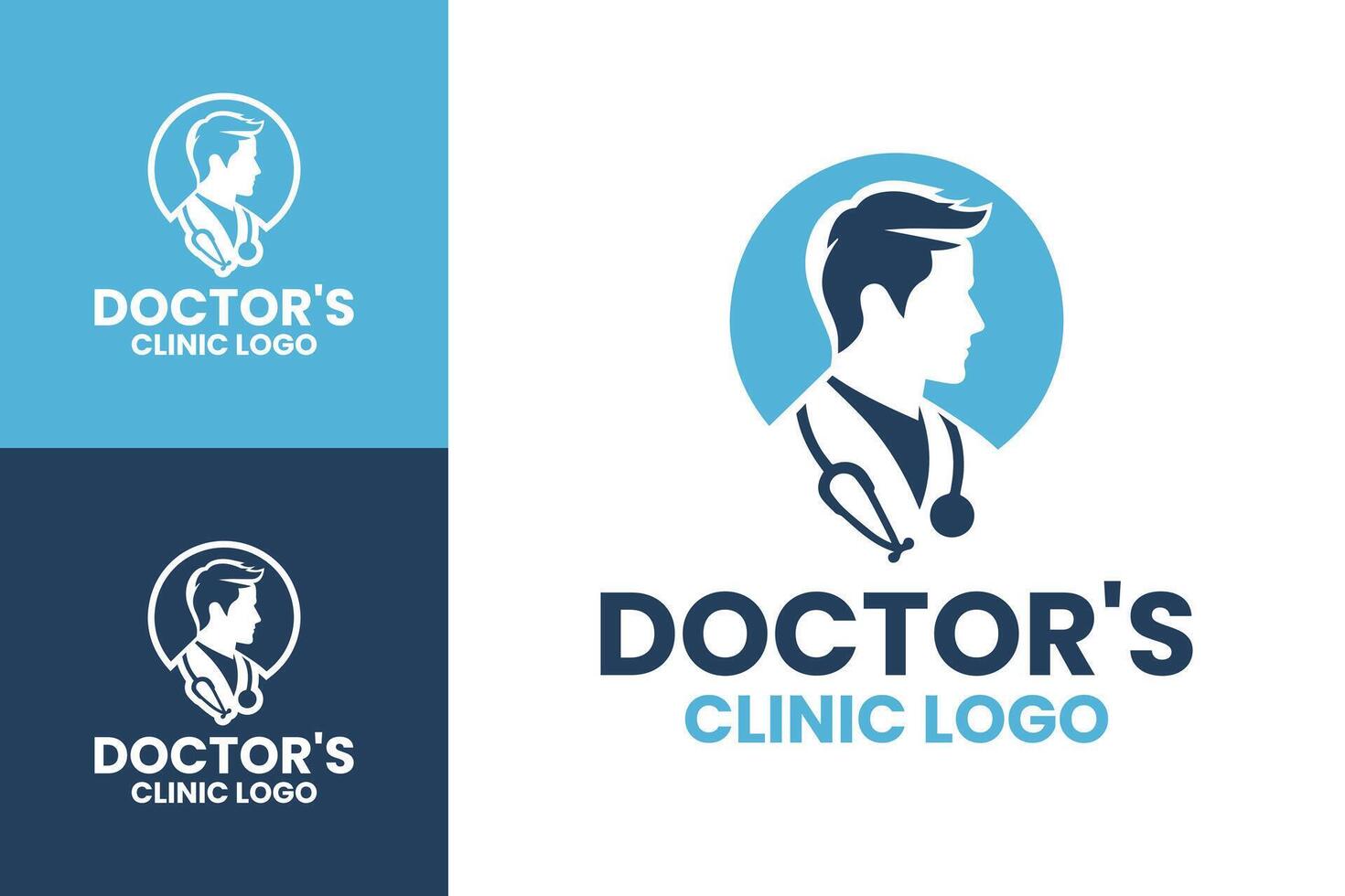 Professional Doctor Clinic Logos with Modern and Minimalist Design in Blue and White Colors vector