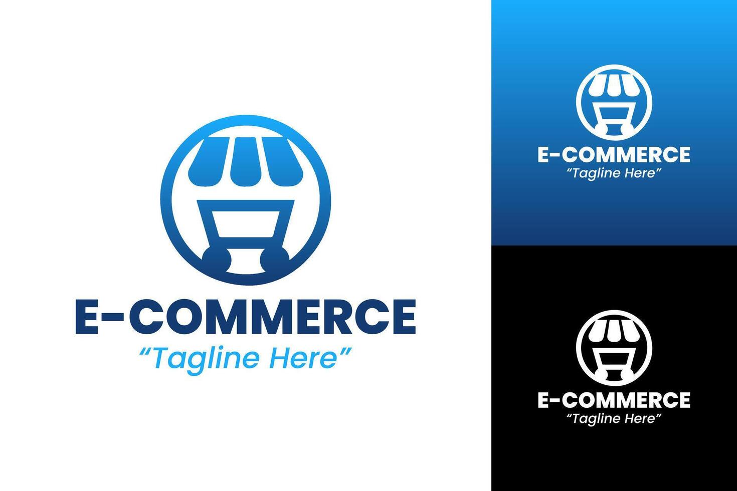 Blue and Modern E-Commerce Logo with Shopping Cart Design vector
