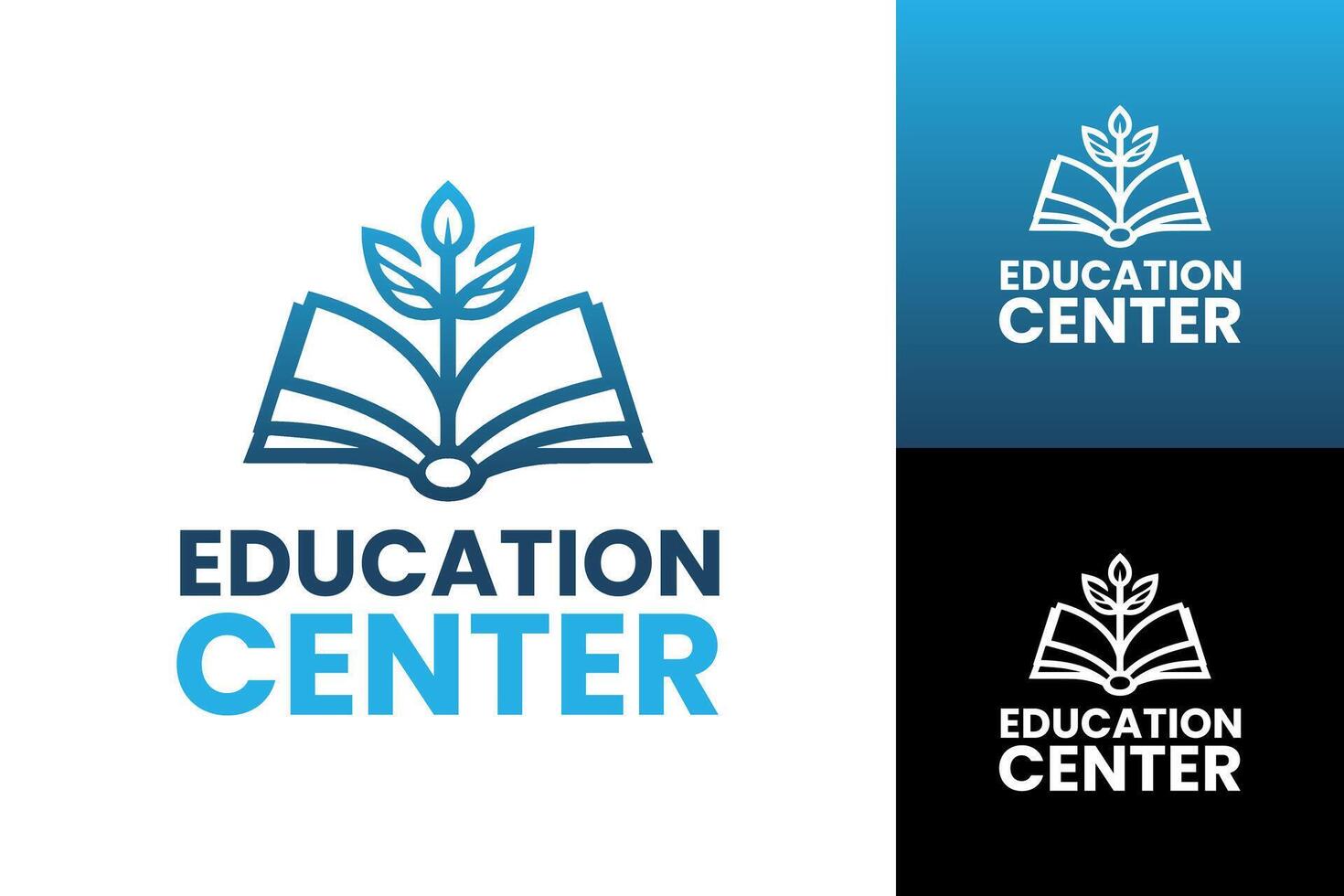 Creative Learning Center Logo with Book and Leaf Symbol for Smart Education Brand vector