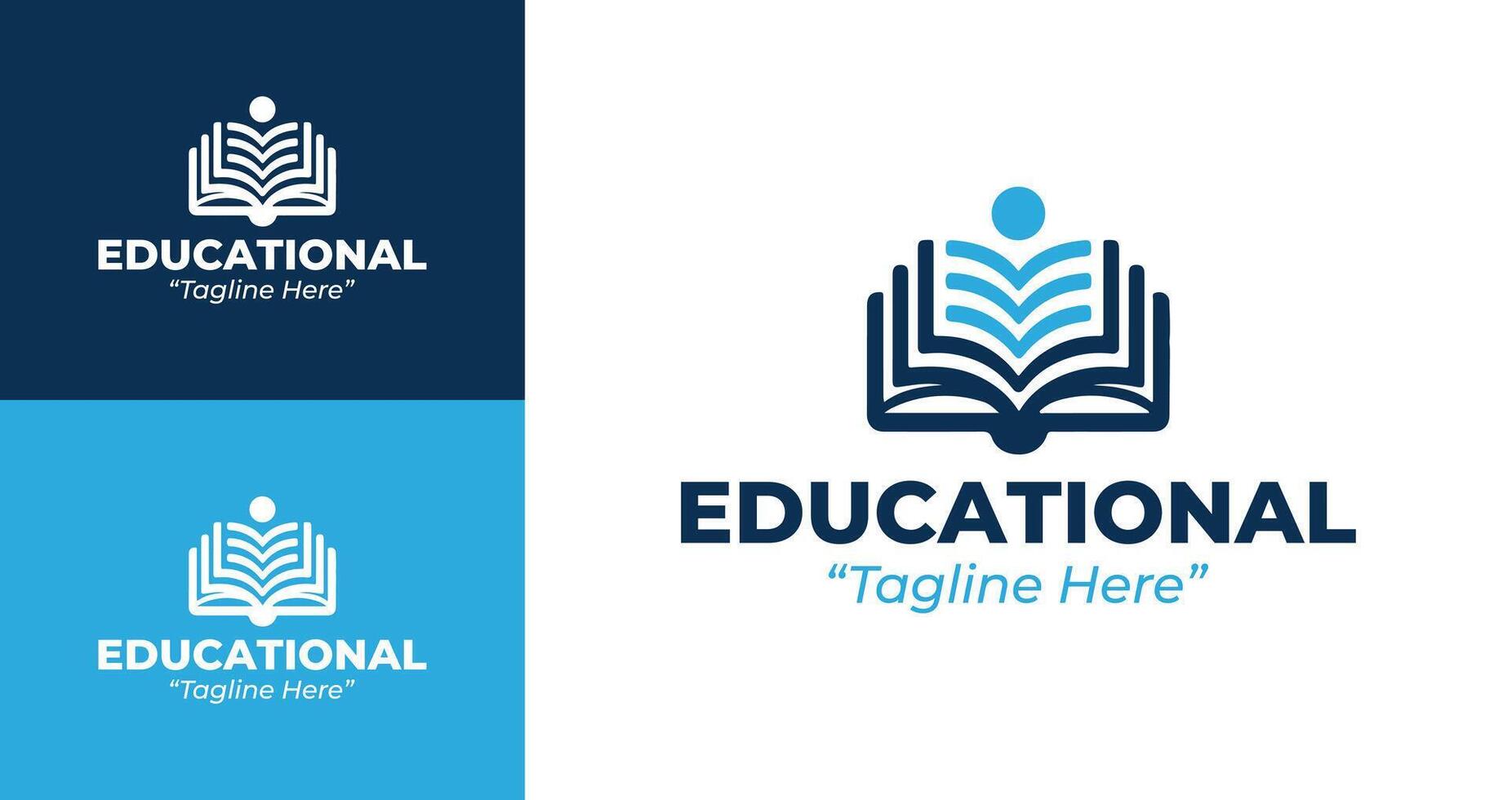 Professional Educational Logo Design with Blue and White Color Scheme vector