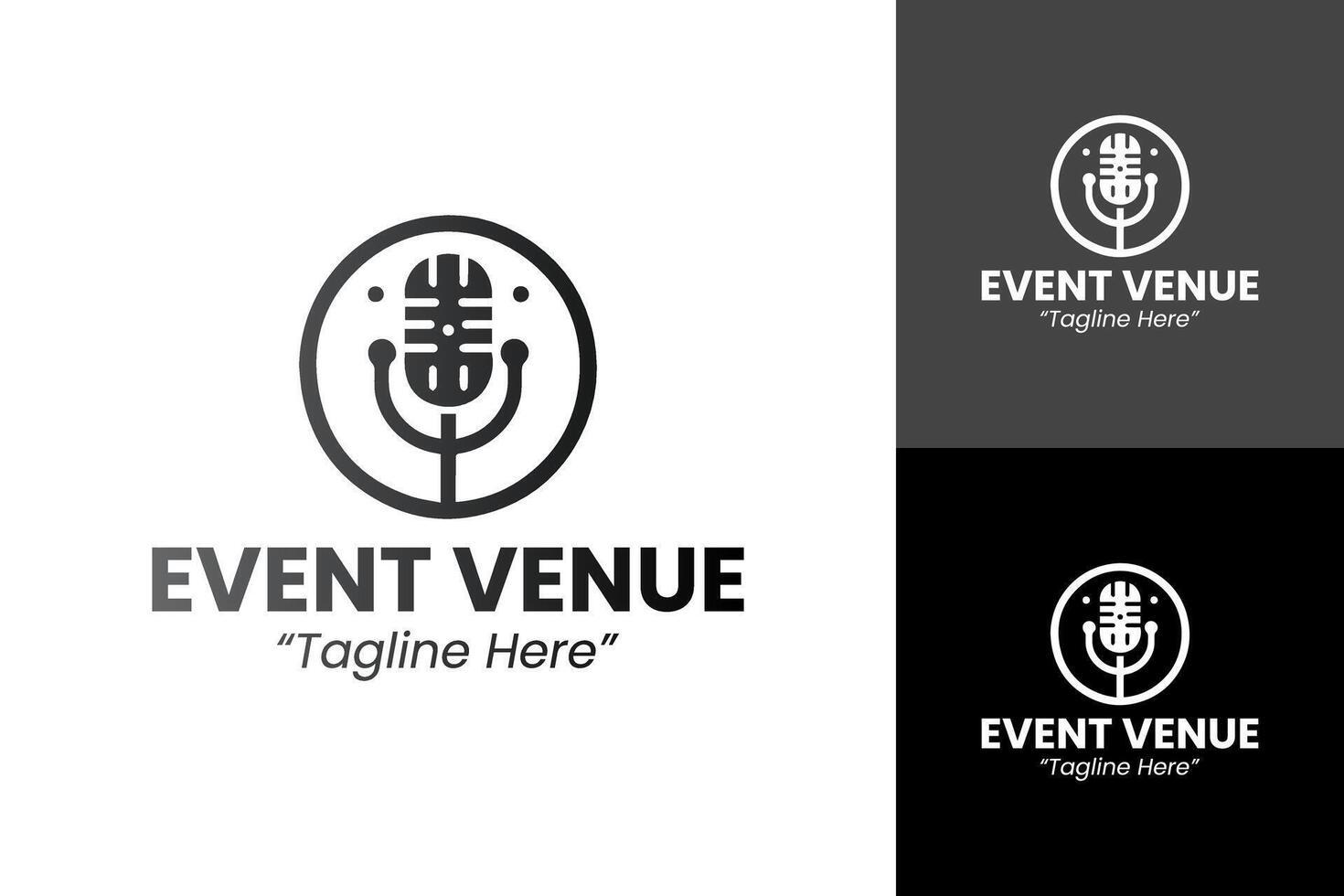 Professional Event Venue Logo Design with Modern Microphone Icon vector