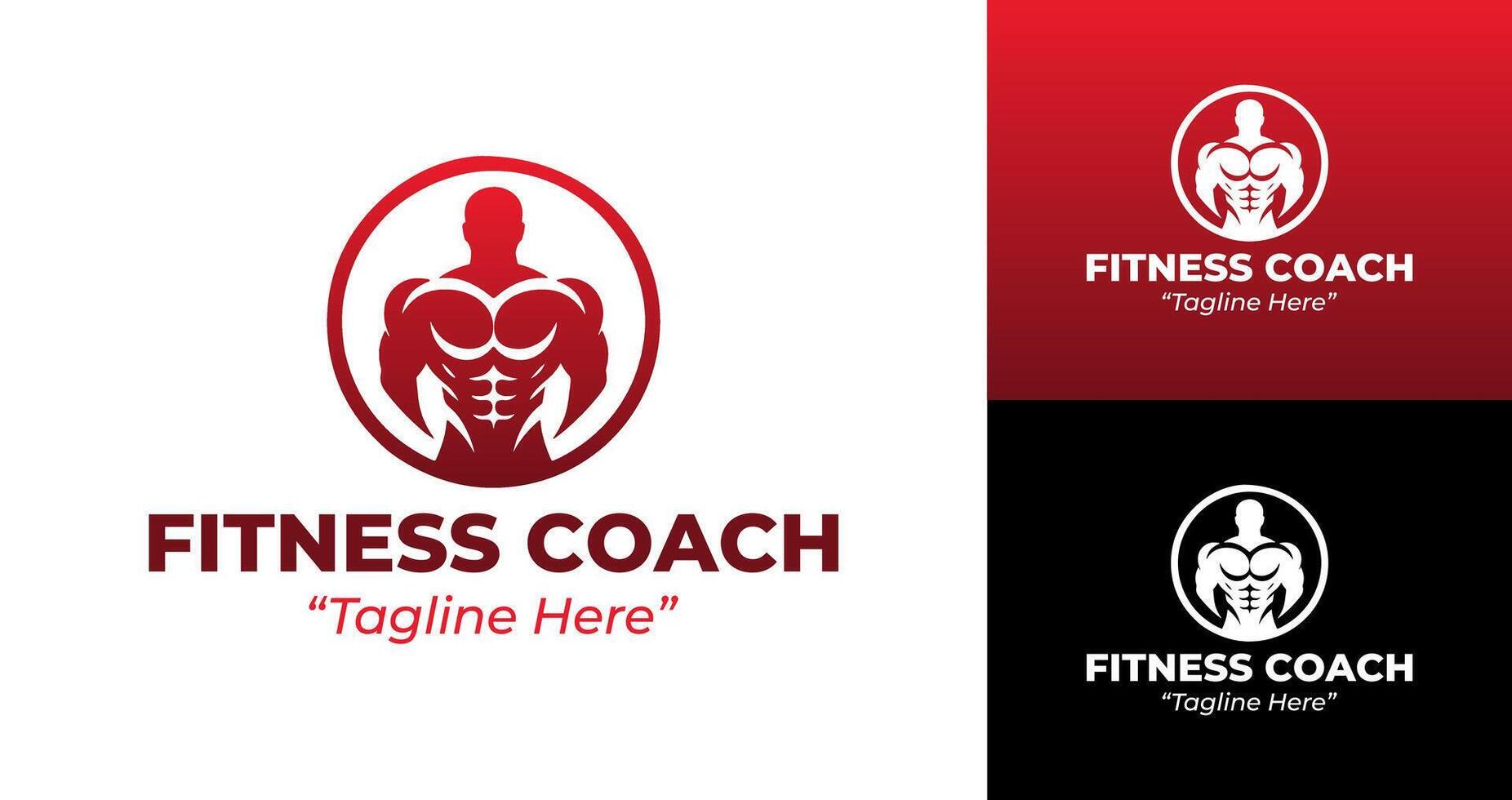 Bold Fitness Coach Logos for Gym Branding and Fitness Trainer Identity in Red and Black vector