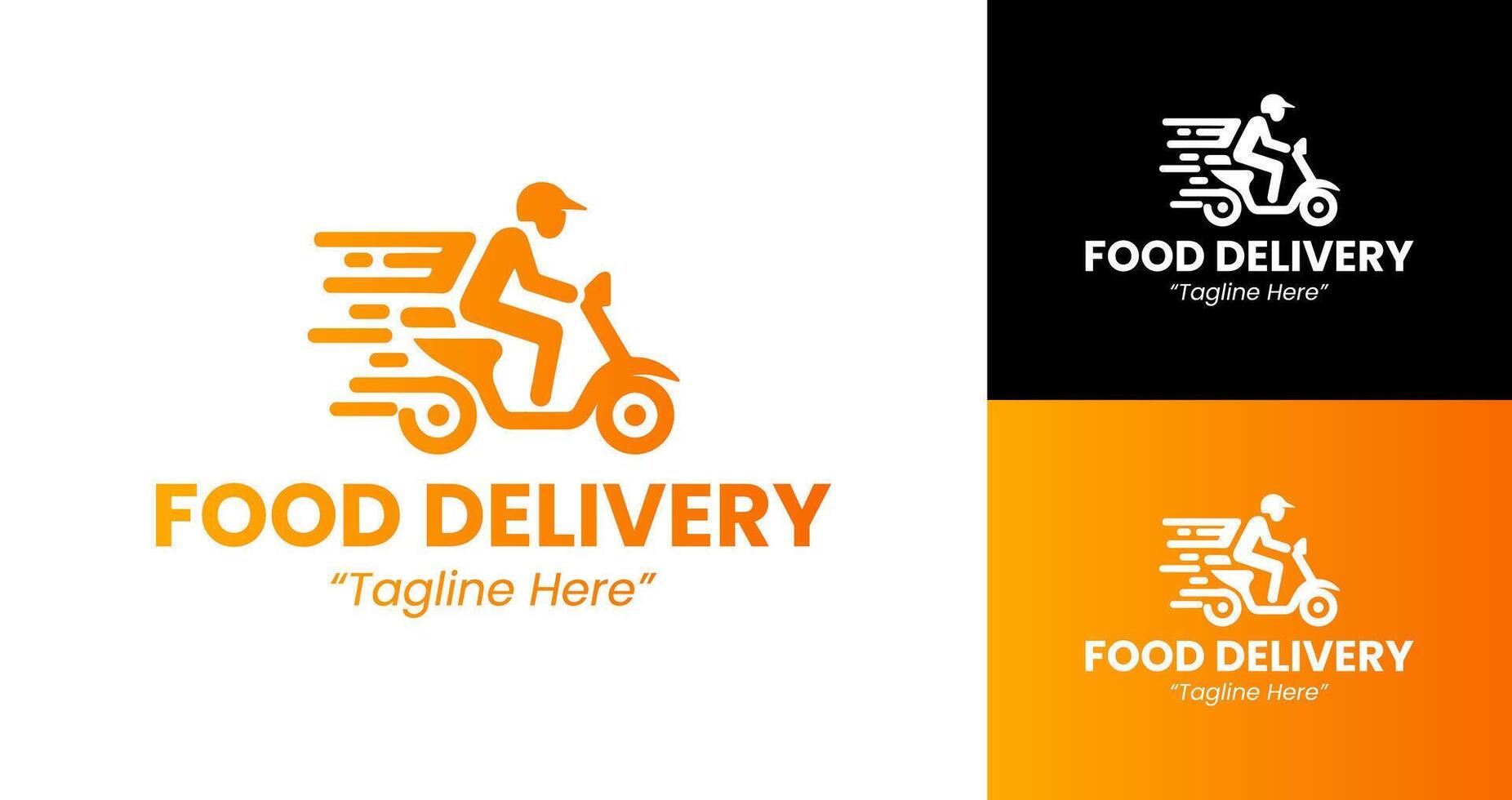 Professional Orange Motorcycle Courier Logo Design for Express Food Delivery Services vector