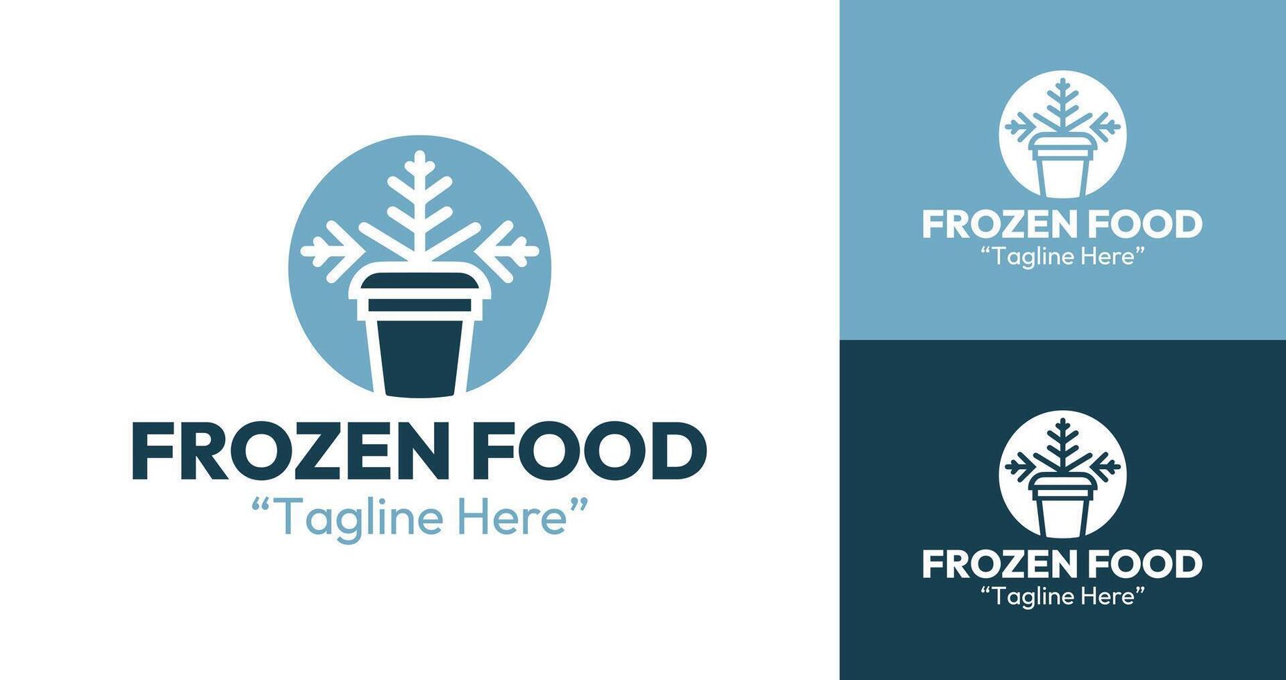 Stylized Frozen Food Container Logo in Cool Blue for Modern and Minimalist Packaging Identity vector