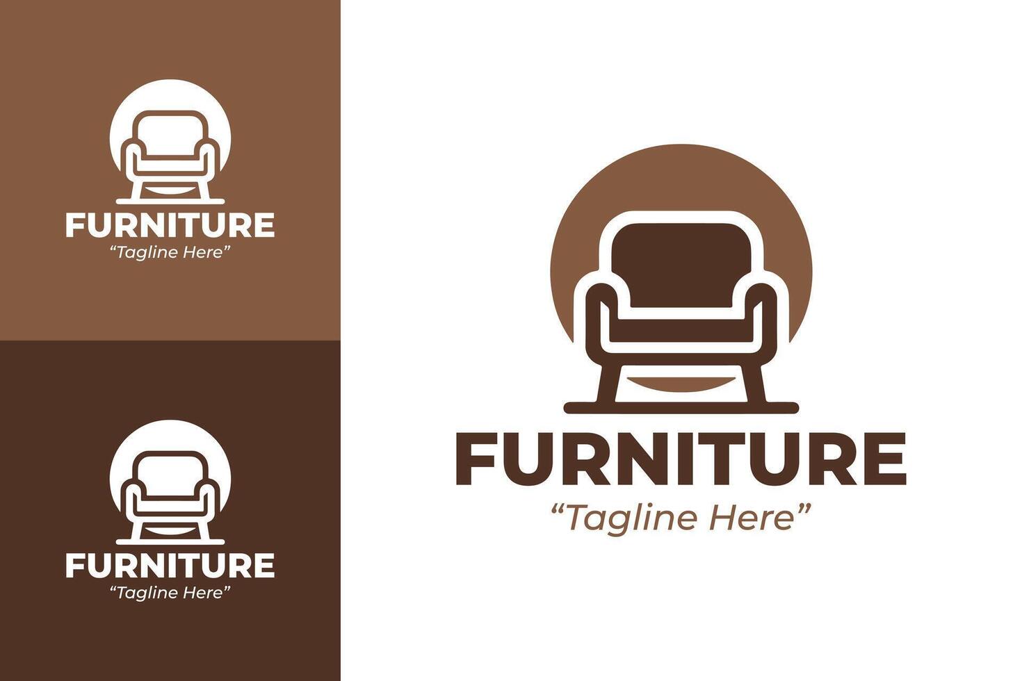 Elegant Brown Line Furniture Logo Design with Flat Bench and Half Circle for Branding and Decoration vector