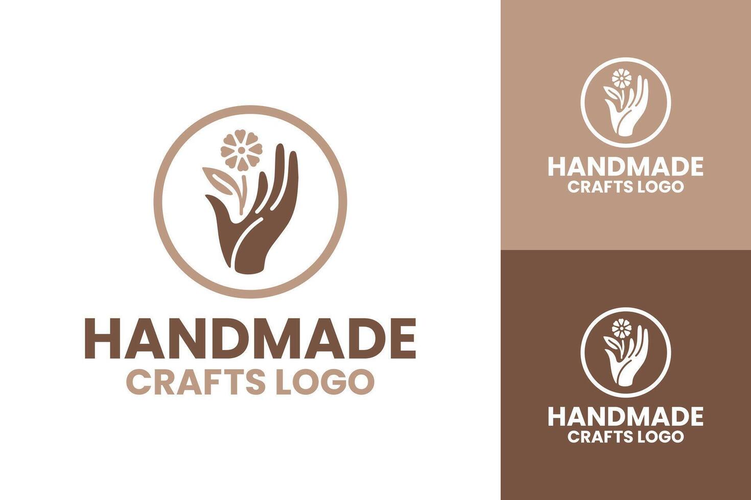 Elegant Floral Handcrafted Logo for Craft and Business Branding in Earth Tones vector
