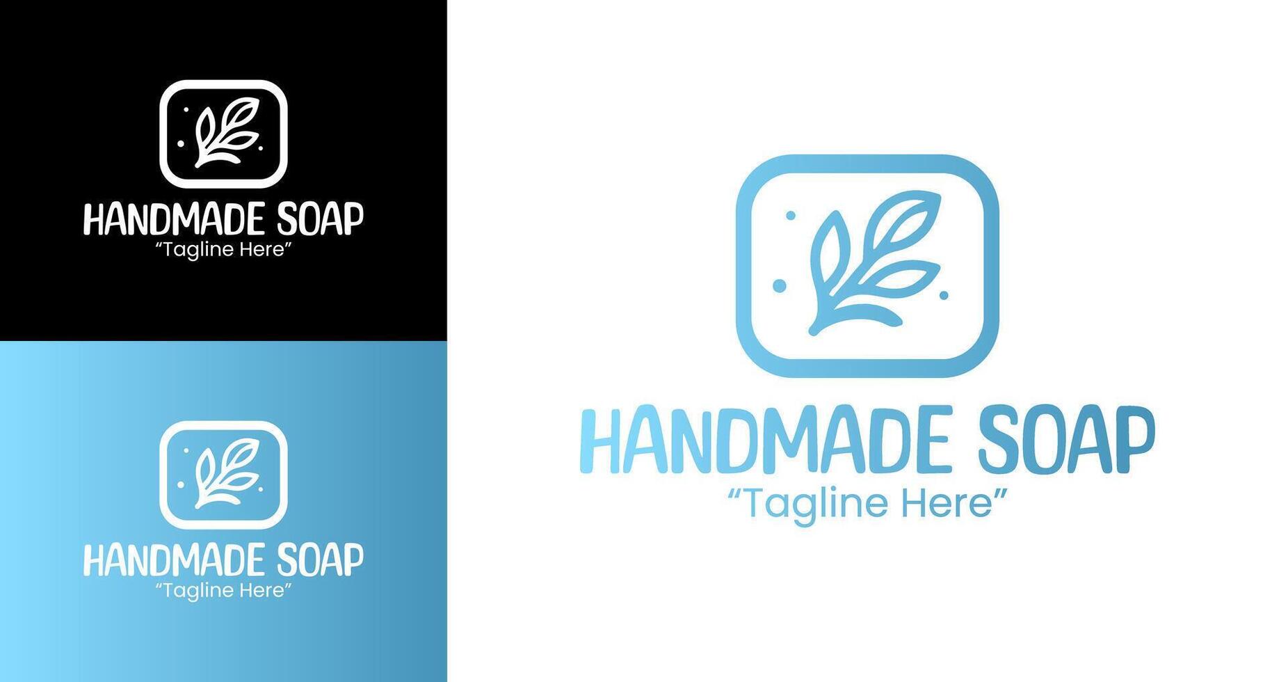 Professional Handmade Soap Logo Design with Blue and White Elegant Soap Box vector