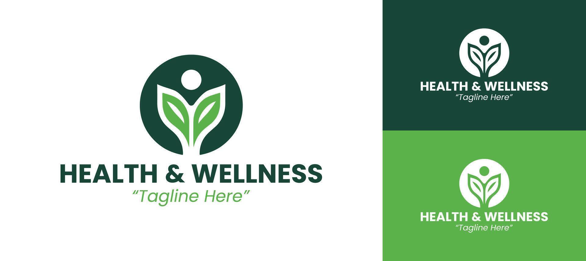 Professional Health and Wellness Logo Design with Green and Leaf Elements vector