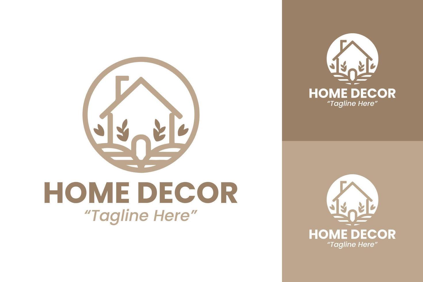 Creative and Modern Home Decor Logos with Greenery and Elegant Shapes vector