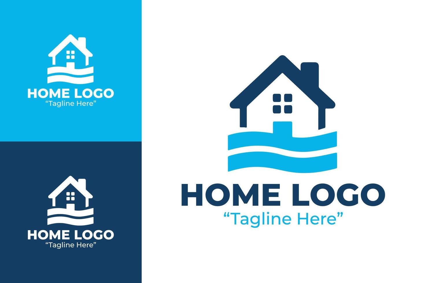 Sleek and Clean Home Logo with Blue and White Tones for Elegant Branding vector
