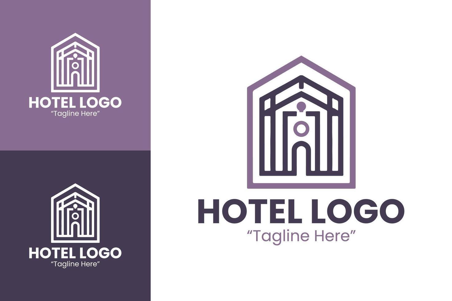 Elegant Hotel Logo Designs with Classical Architecture in Purple and White vector