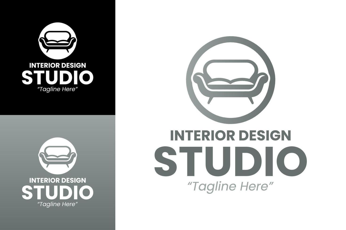 Simple and Clean Sofa Logo Design for Interior Design Studio Branding vector