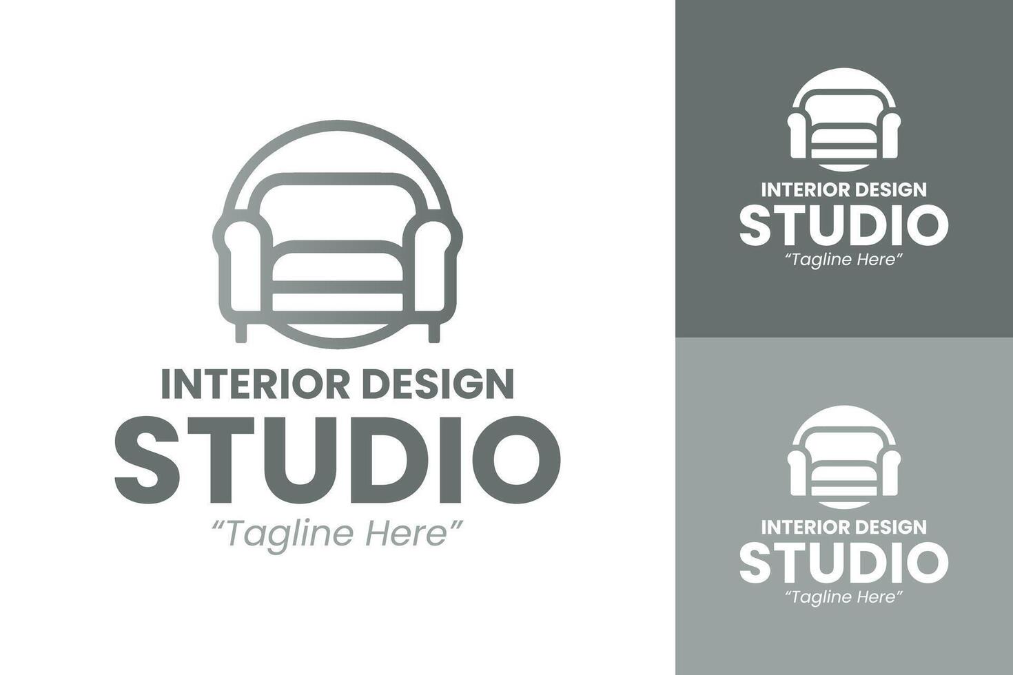 Sleek Interior Design Studio Logo Featuring a Sofa Icon for Business Branding vector