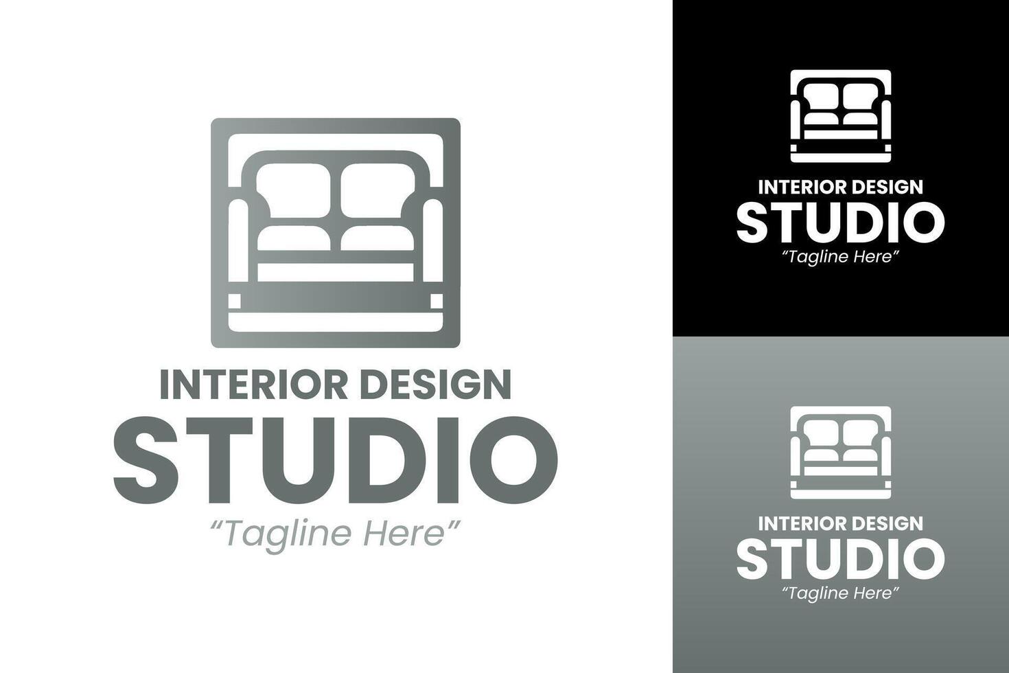 Elegant Interior Design Studio Logo with Minimalist Sofa Icon for Home Projects vector