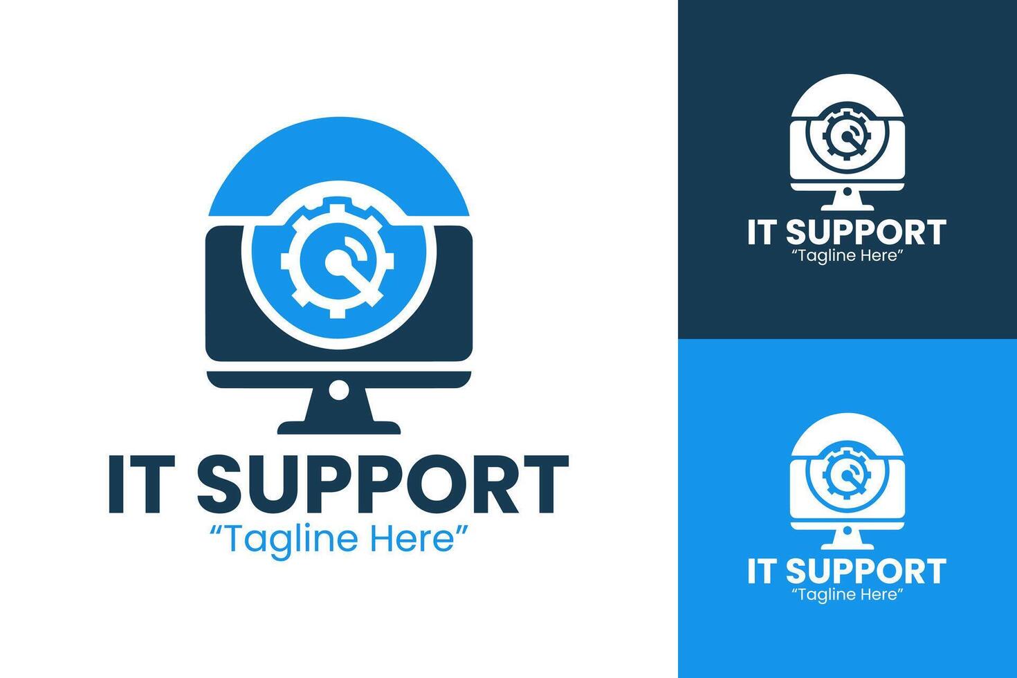 Custom IT Support Logo for Computer Services and Tech Solutions vector