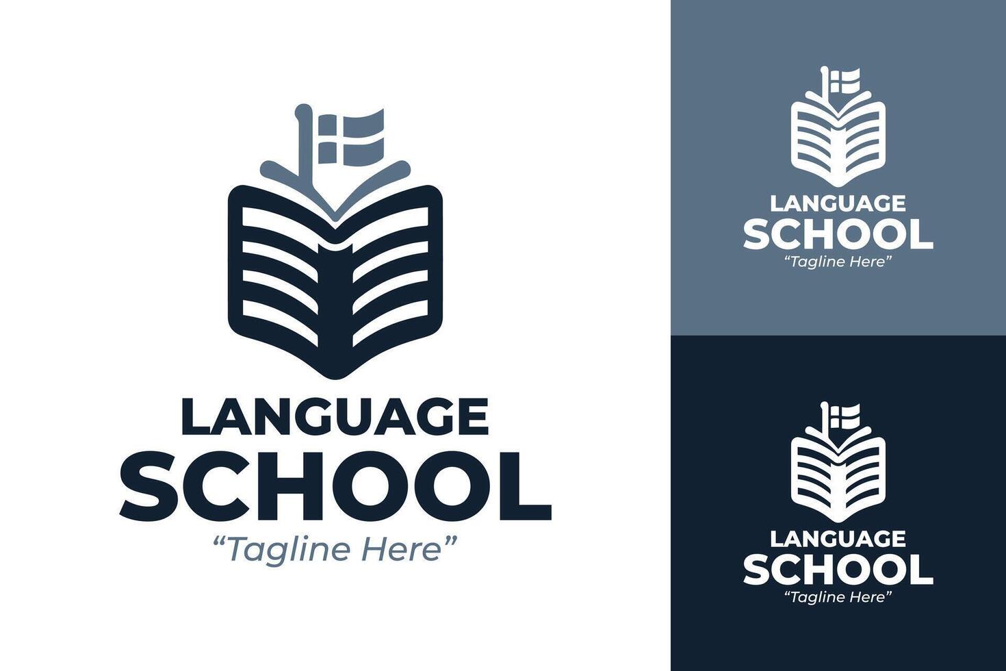 Modern Flag and Book Logos for Language Schools and Academies vector