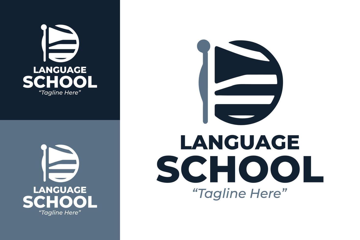 Unique Language School Logos with Flag Symbol Design vector