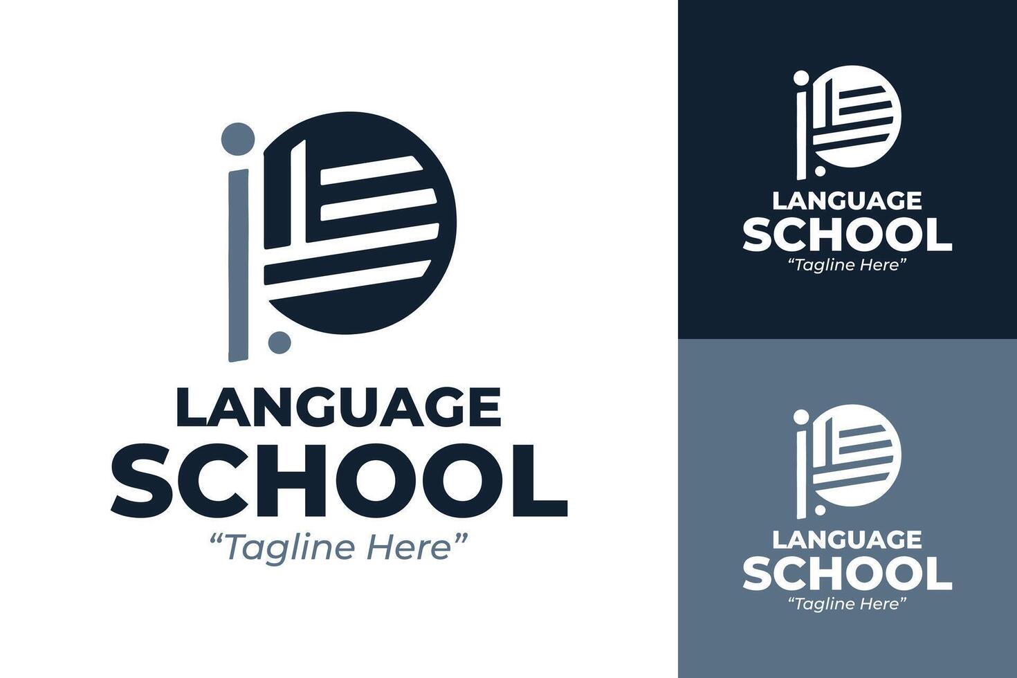 Minimalist and Clean Language School Logos vector