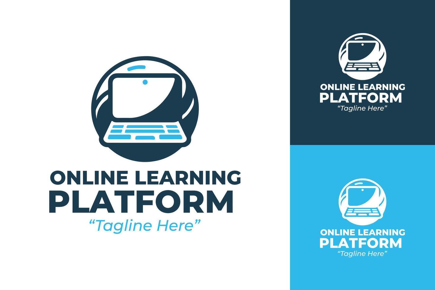 Online Course Platform Logo with Laptop Icon vector