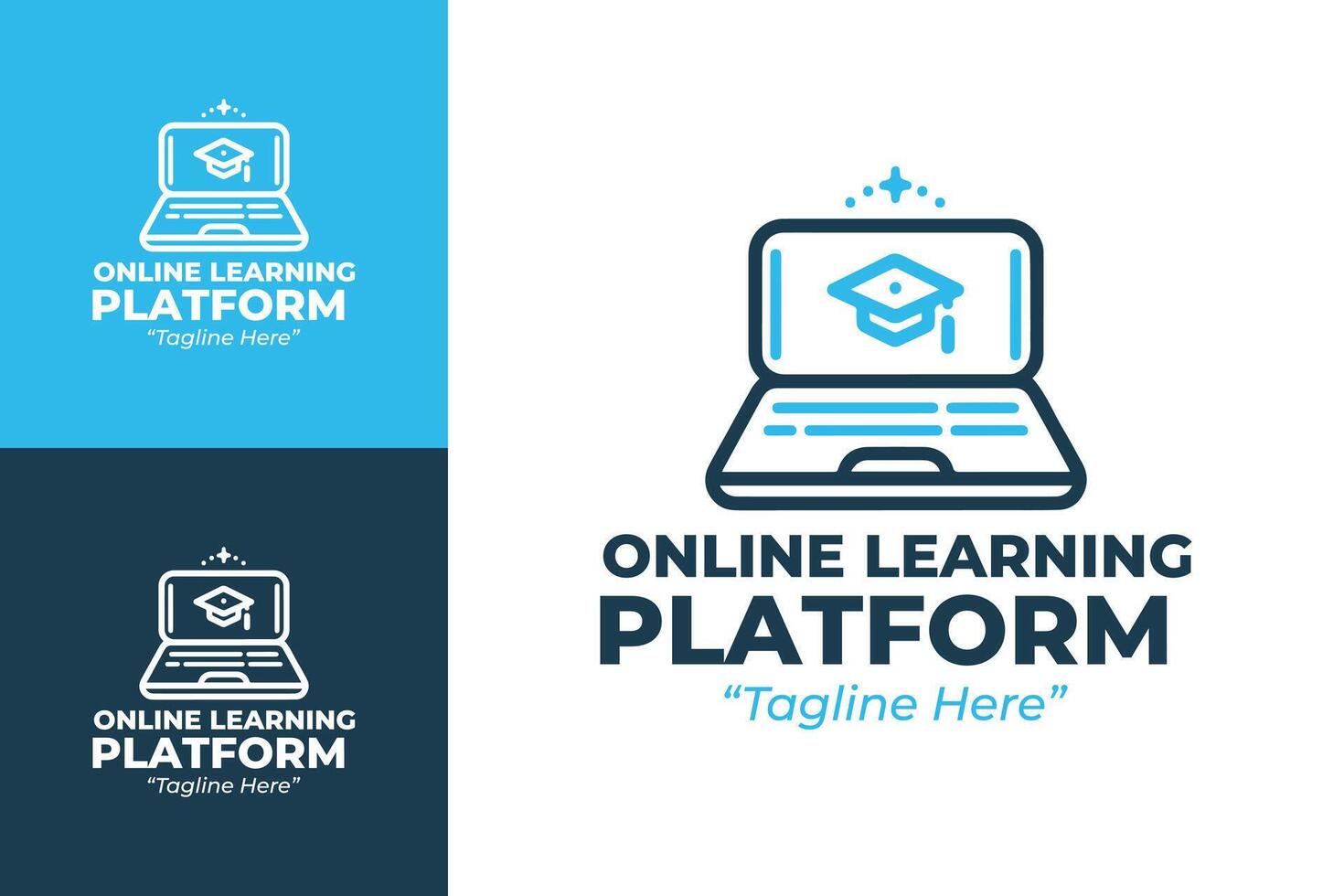 Creative Online Course Platform Logo with Graduation Cap and Book Design vector
