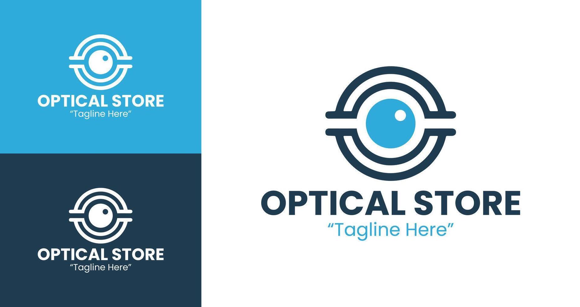 Minimalist Optical Store Logo for Glasses and Vision Business Branding with Blue Design vector
