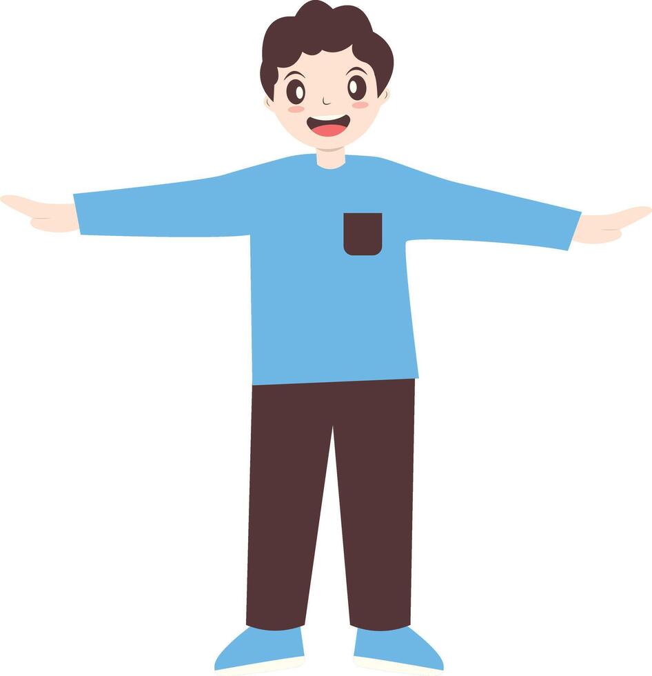 Cute Kids Cartoon Character with Cartoon Shape. vector