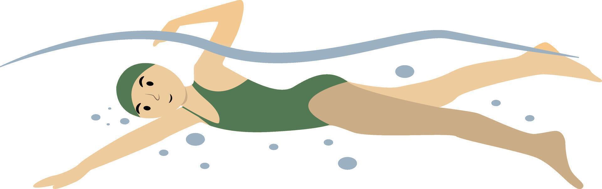 Swimming Female Character with Flat Design vector