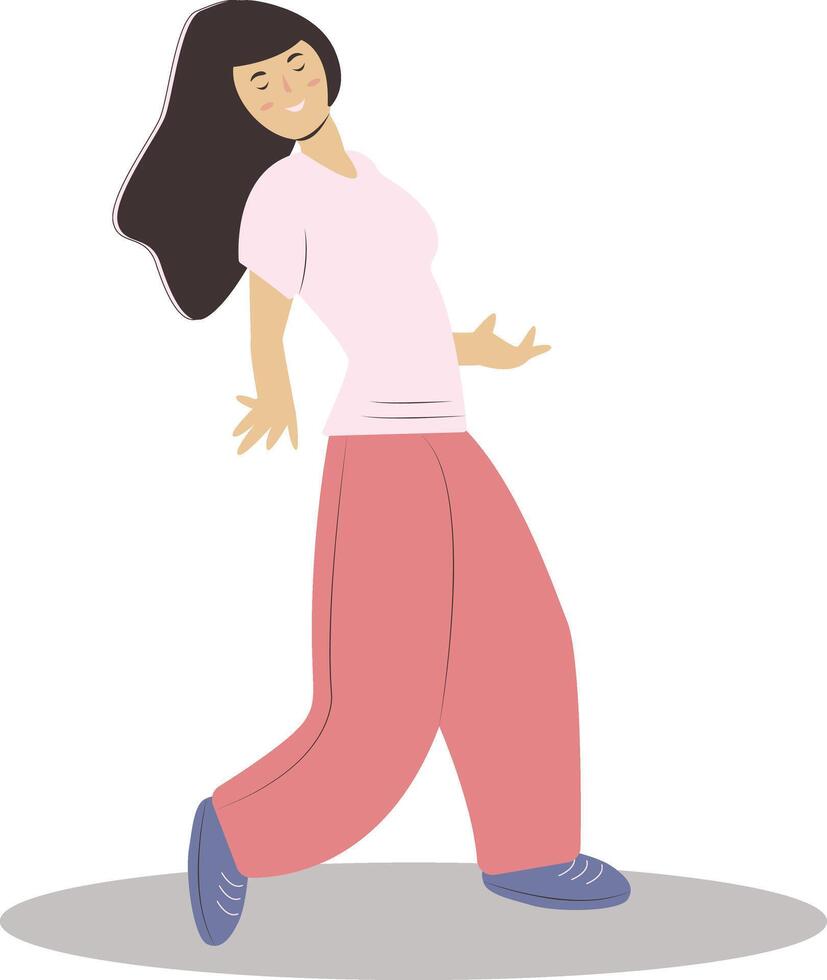 Street Dancer Woman Character in Cartoon Design. vector