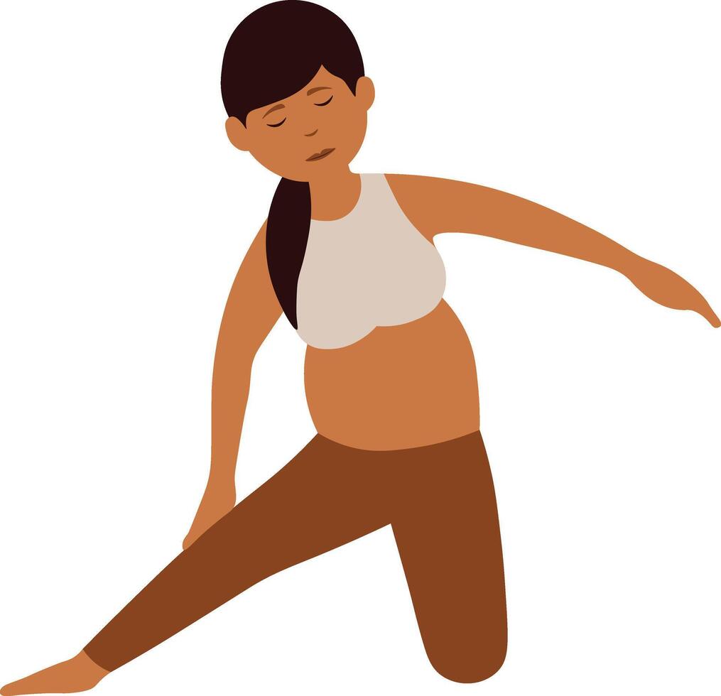 Pregnant Yoga Woman in Flat Design vector