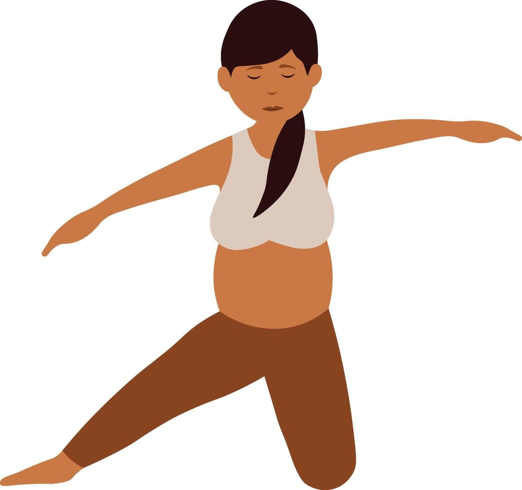 Pregnant Yoga Woman in Flat Design. vector