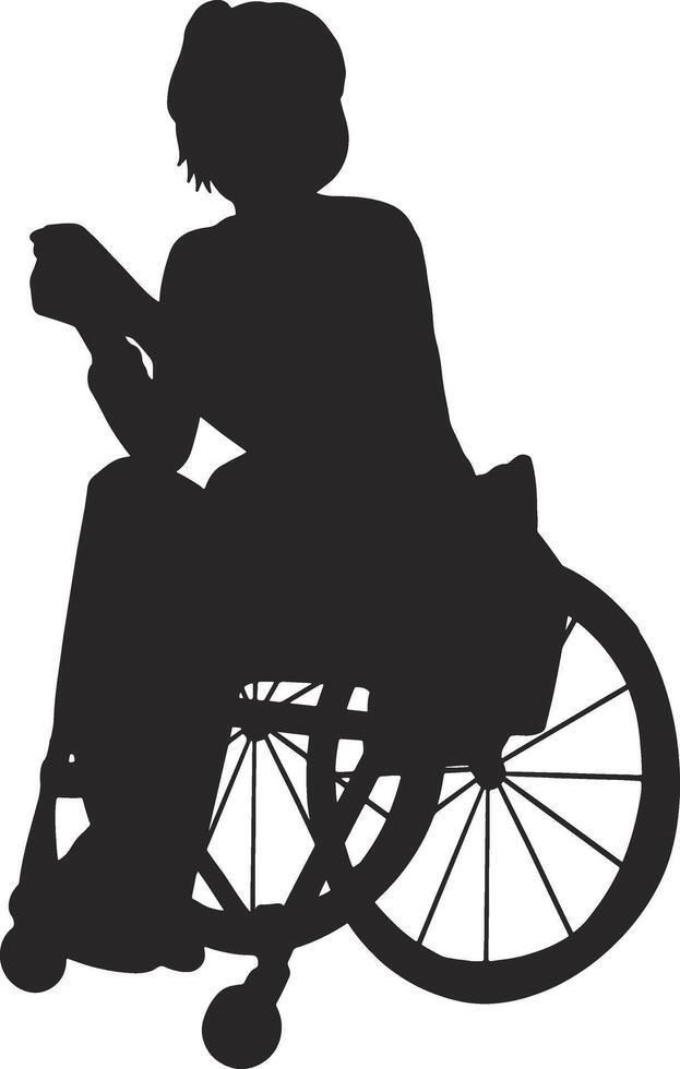 Silhouette of Disabled Wheelchair with Flat Design. vector