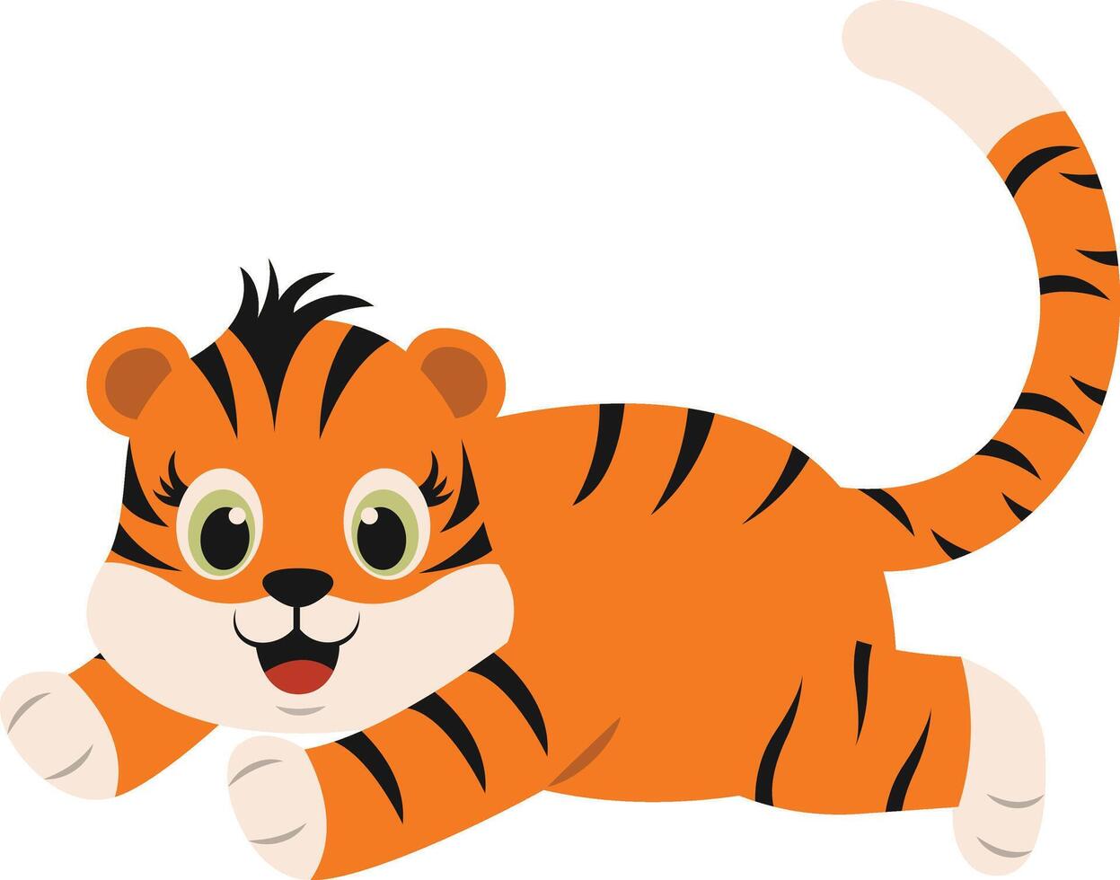 Cute Tiger Cartoon Character in Flat Design vector