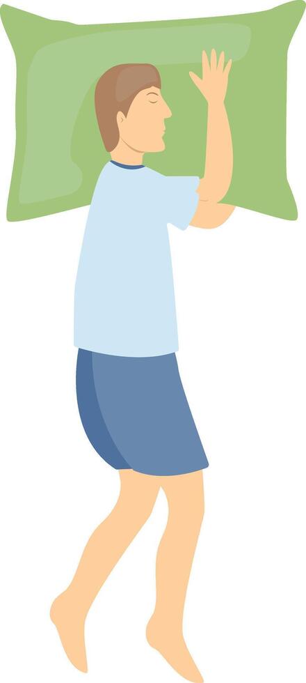 Guy Sleeping Position Illustration. Isolated on White Background. vector