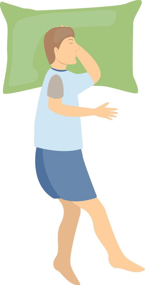 Guy Sleeping Position Illustration, Isolated on White Background, vector