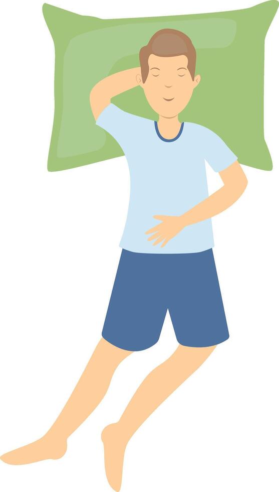 Guy Sleeping Position Illustration, Isolated on White Background. vector