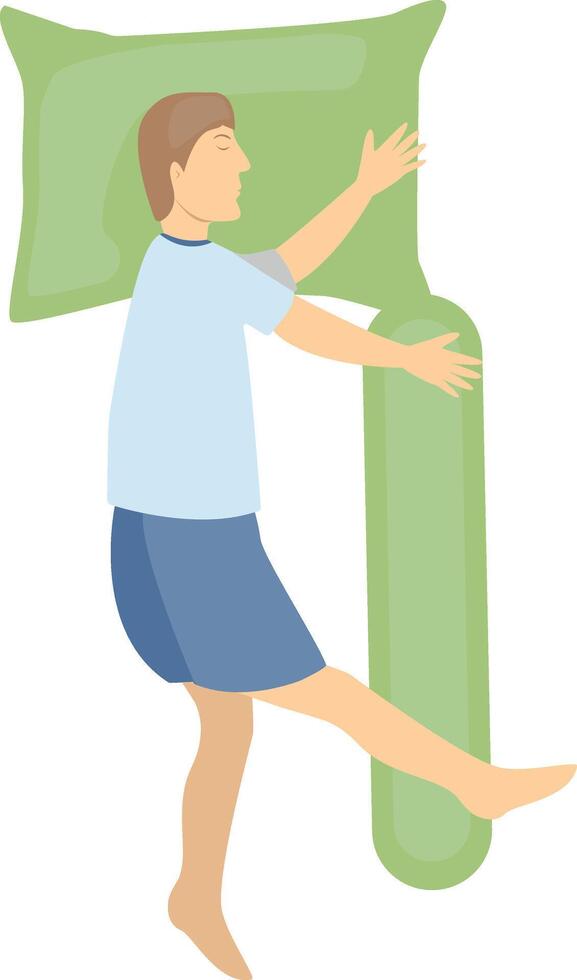 Guy Sleeping Position Illustration with Flat Design vector