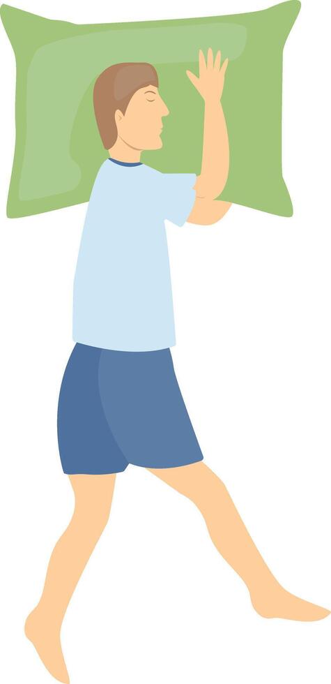 Guy Sleeping Position Illustration with Cartoon Design. vector