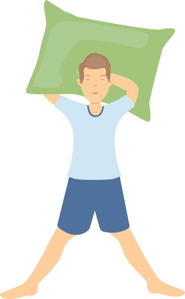 Guy Sleeping Position Illustration with Flat Design. Isolated on White Background vector
