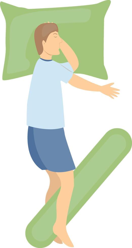 Guy Sleeping Position Illustration with Flat Design. Isolated on White Background, vector