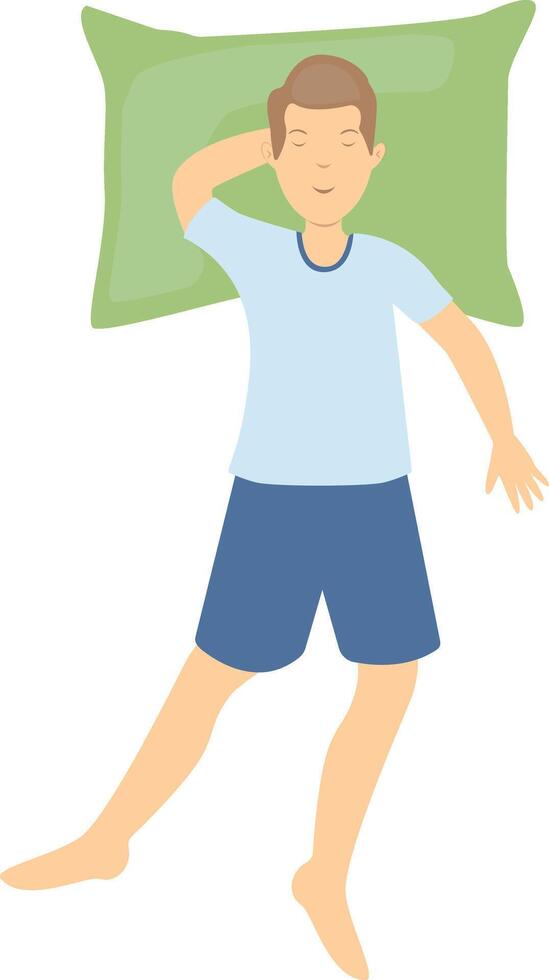 Guy Sleeping Position Illustration in Flat Design. Isolated on White Background vector