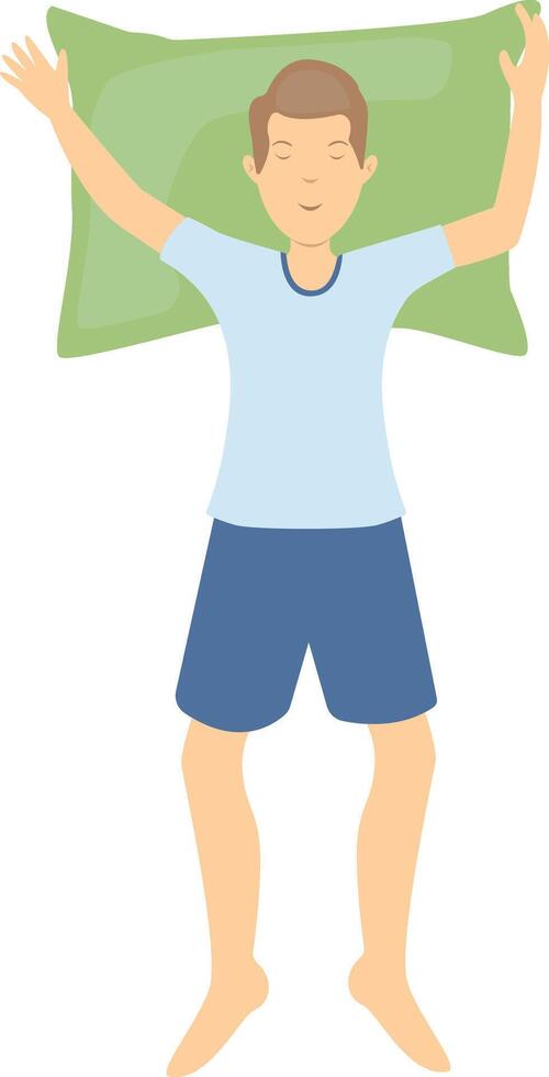 Guy Sleeping Position Illustration in Flat Design, Isolated on White Background vector