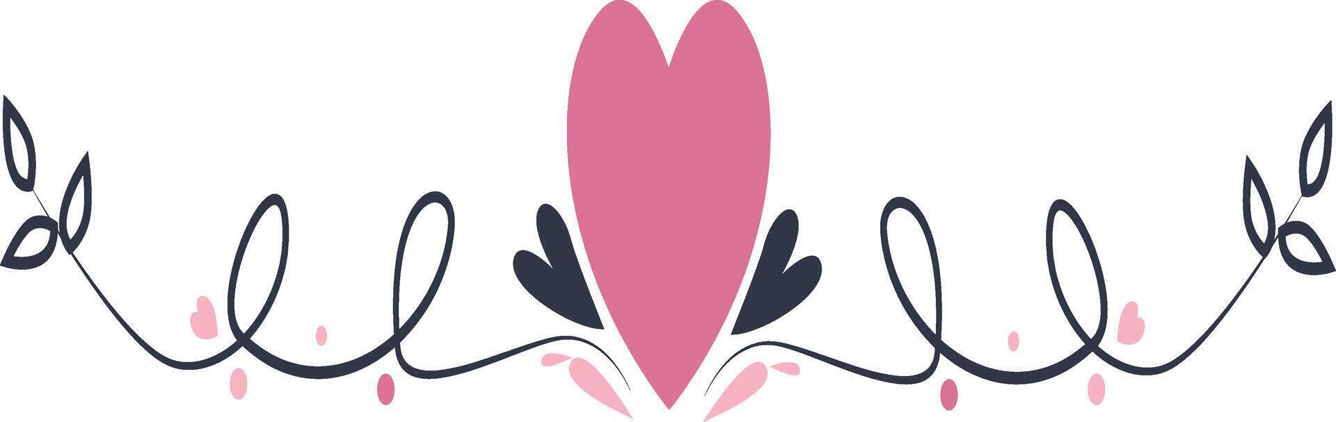 Romantic Divider Decoration in Flat Design, Isolated on White Background vector