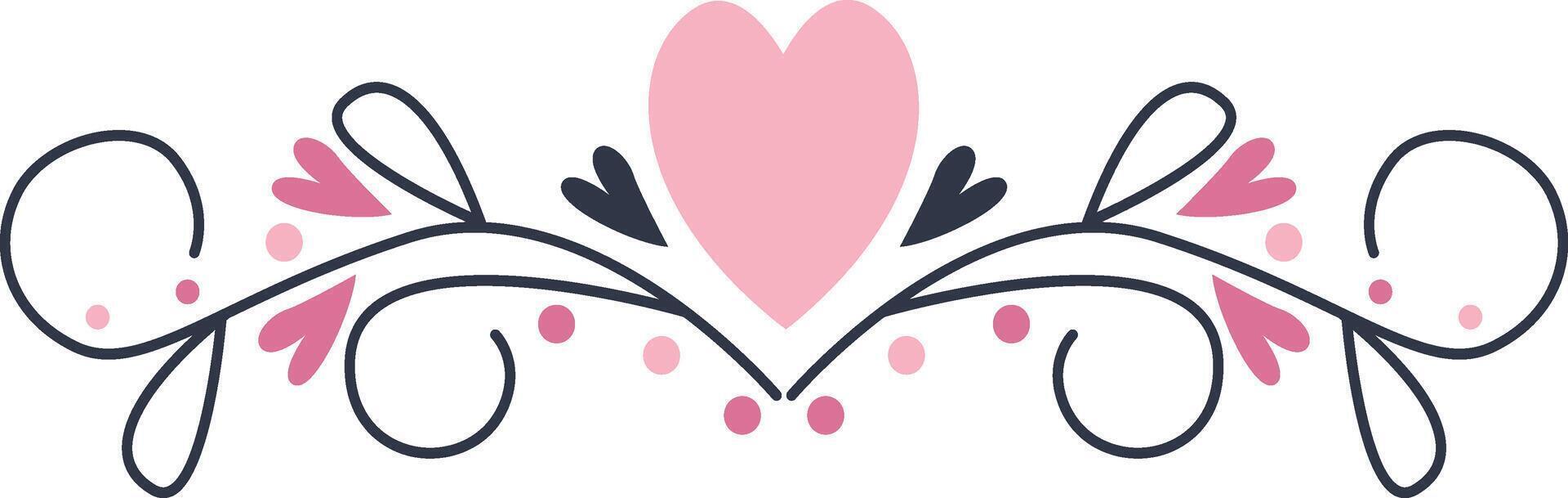 Romantic Divider Decoration with Flat Design. Isolated on White Background vector